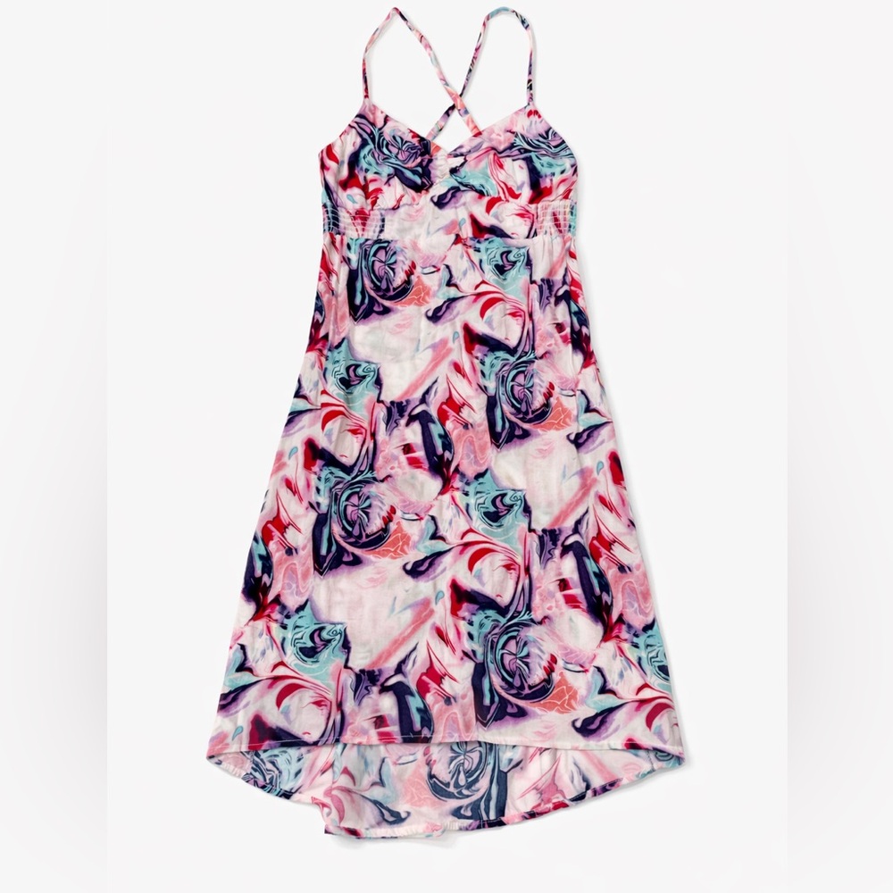 ECU Volcom Floral Smocked Cami Dress XL | Boho Summer Beach Mini Sundress